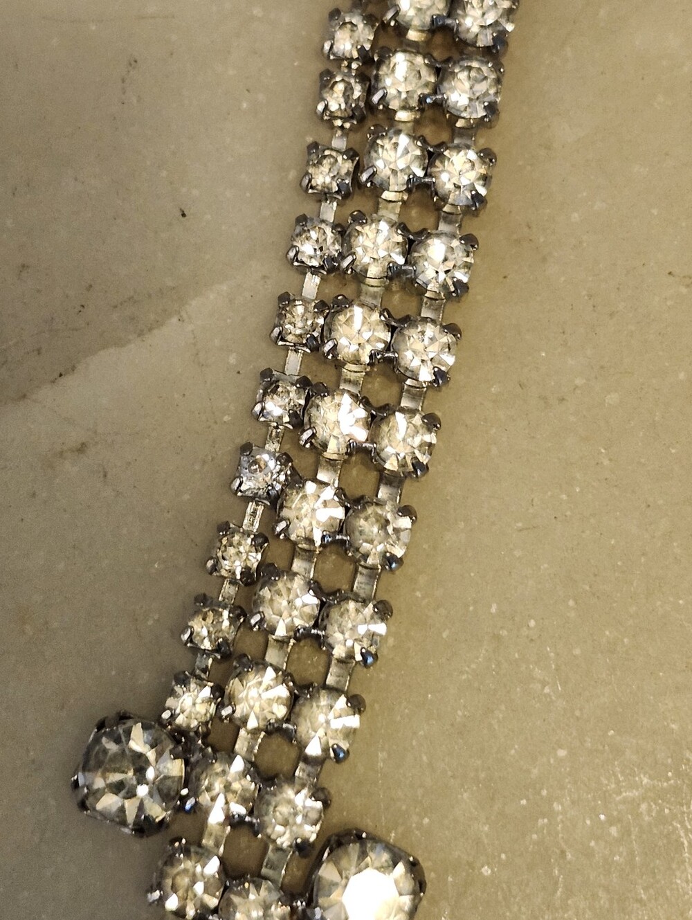Stunning Rhinestone Three-Row Tennis Bracelet - Picture 4 of 10